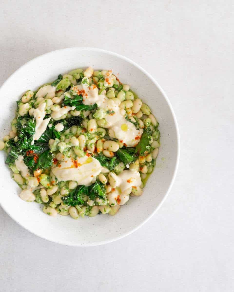 Tender Beans with Herbs & Tahini
